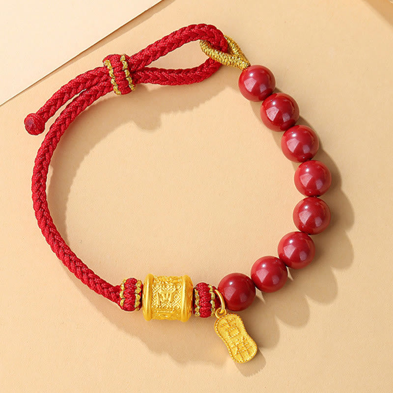 Pulsera de hilo con bendición de cinabrio Om Mani Padme Hum de seis palabras verdaderas en plata de ley 999 con Buddha Stones - image 3