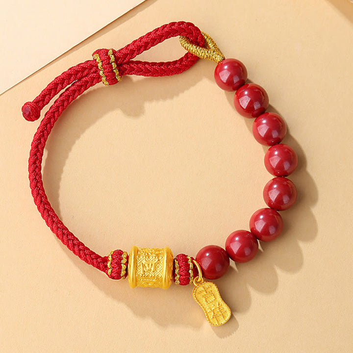 Pulsera de hilo con bendición de cinabrio Om Mani Padme Hum de seis palabras verdaderas en plata de ley 999 con Buddha Stones - image 3