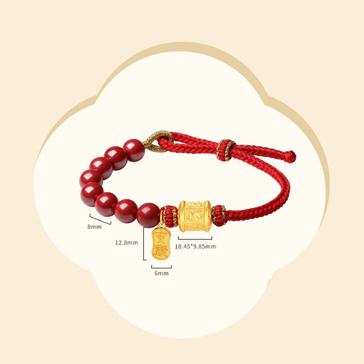 Pulsera de hilo con bendición de cinabrio Om Mani Padme Hum de seis palabras verdaderas en plata de ley 999 con Buddha Stones - image 13