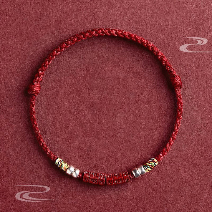 Pulsera para niños y adultos con bendición de cinabrio Om Mani Padme Hum en plata de ley 925 y Buddha Stones - Rojo - Niño 11-13cm - image 0