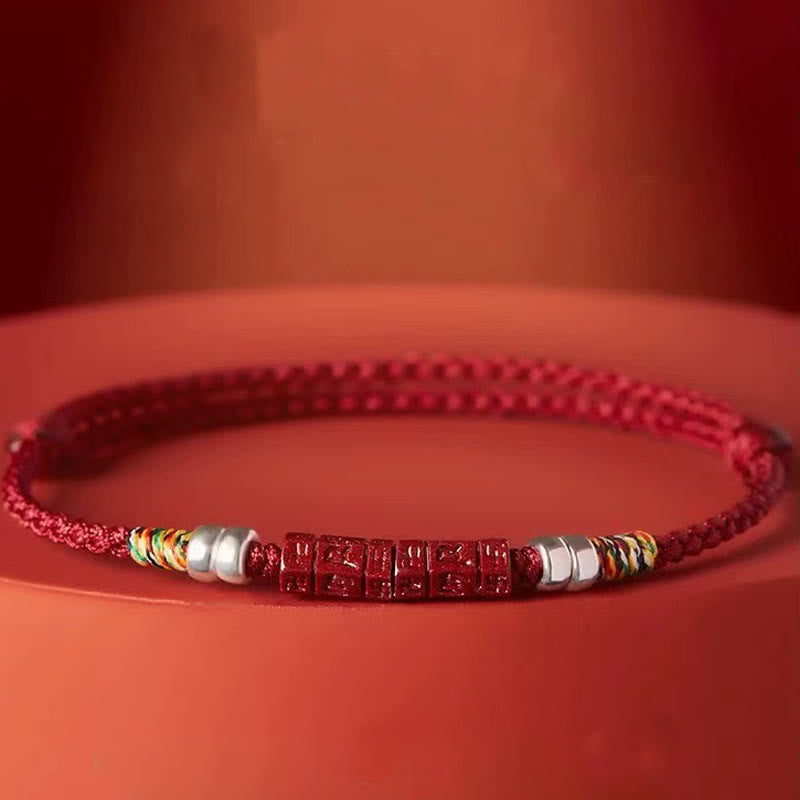 Pulsera para niños y adultos con bendición de cinabrio Om Mani Padme Hum en plata de ley 925 y Buddha Stones - image 1