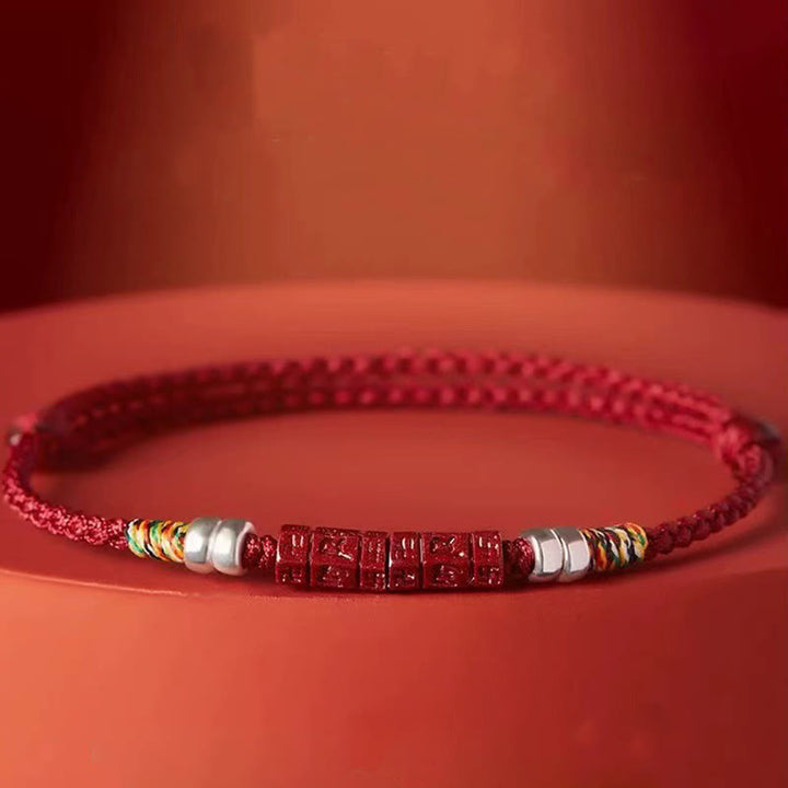 Pulsera para niños y adultos con bendición de cinabrio Om Mani Padme Hum en plata de ley 925 y Buddha Stones - image 1