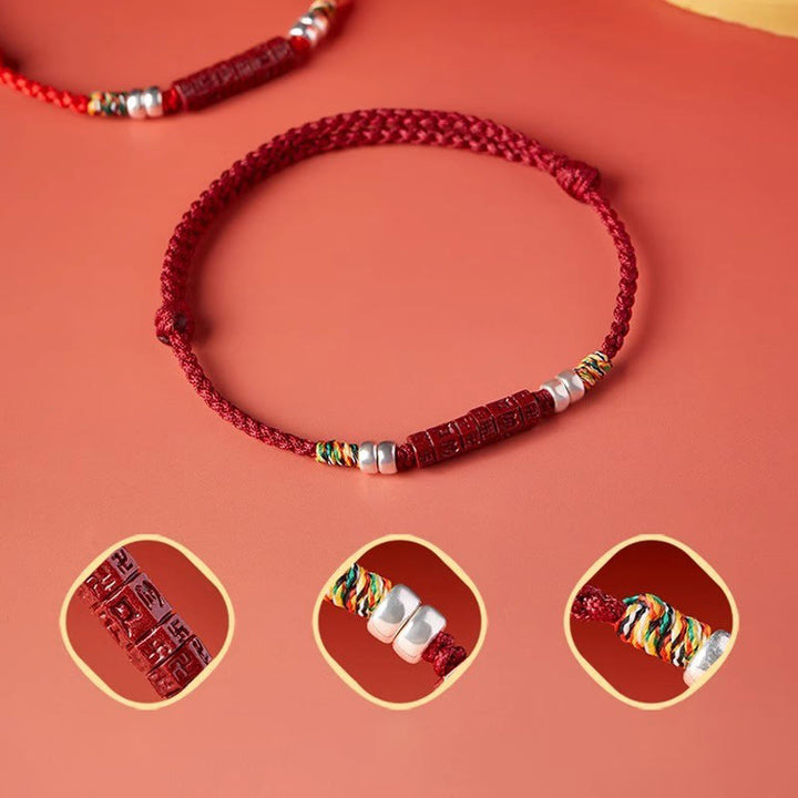 Pulsera para niños y adultos con bendición de cinabrio Om Mani Padme Hum en plata de ley 925 y Buddha Stones - image 2