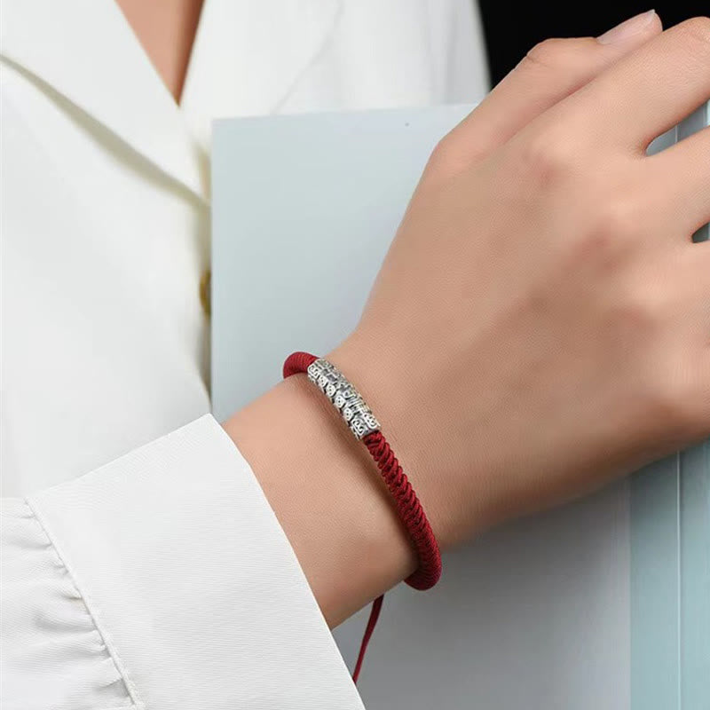 Pulsera de cuerda de la suerte Om Mani Padme Hum con Buddha Stones en plata de ley 999 hecha a mano y con la paz y la buena fortuna - image 8