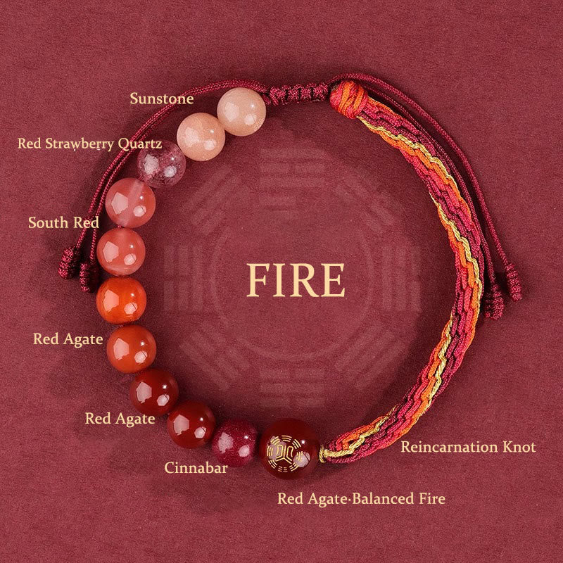 Pulsera trenzada con nudo de reencarnación de la riqueza y ágata de cristal con cinco elementos y Buddha Stones