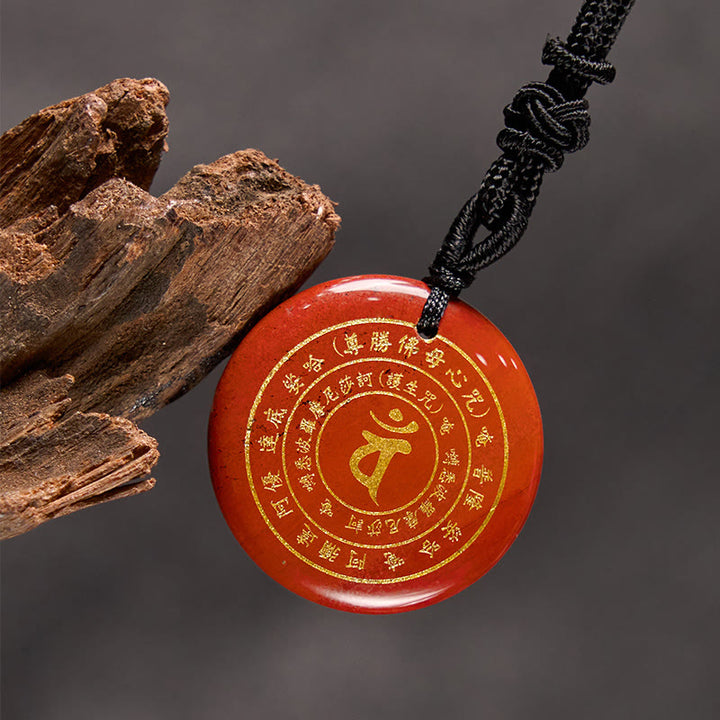 Buddha Stones Colgante de collar con mantra sánscrito de Vairocana Tathagata y aventurina verde con cristales de obsidiana negra y fuerza. - image 25