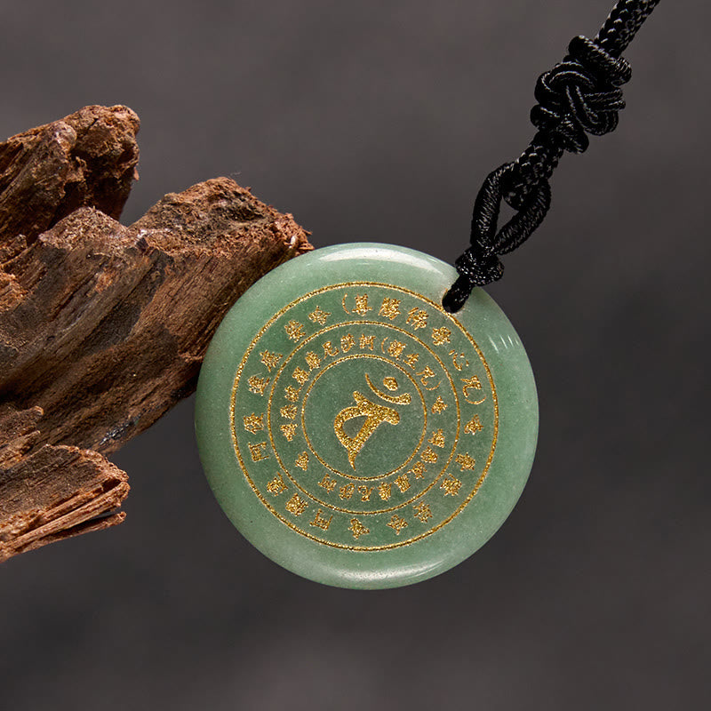 Buddha Stones Colgante de collar con mantra sánscrito de Vairocana Tathagata y aventurina verde con cristales de obsidiana negra y fuerza. - image 14