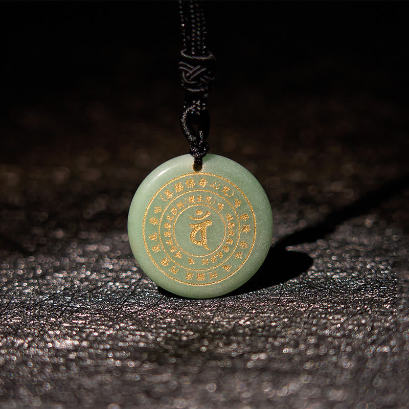 Buddha Stones Colgante de collar con mantra sánscrito de Vairocana Tathagata y aventurina verde con cristales de obsidiana negra y fuerza. - image 15