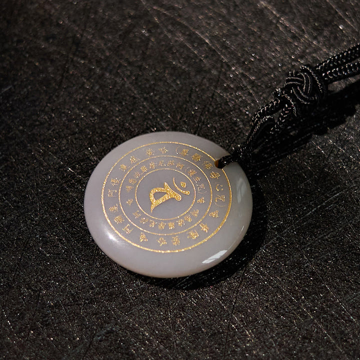 Buddha Stones Colgante de collar con mantra sánscrito de Vairocana Tathagata y aventurina verde con cristales de obsidiana negra y fuerza. - image 31