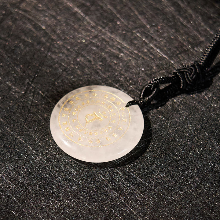 Buddha Stones Colgante de collar con mantra sánscrito de Vairocana Tathagata y aventurina verde con cristales de obsidiana negra y fuerza. - image 9