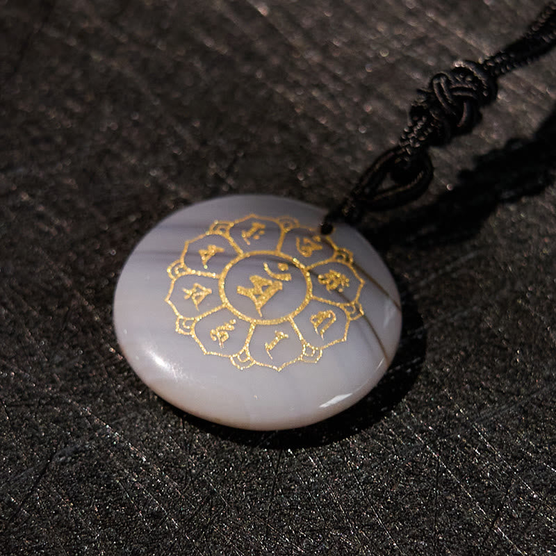 Buddha Stones Collar con colgante de obsidiana negra con cristales naturales de Om Mani Padme Hum - image 31