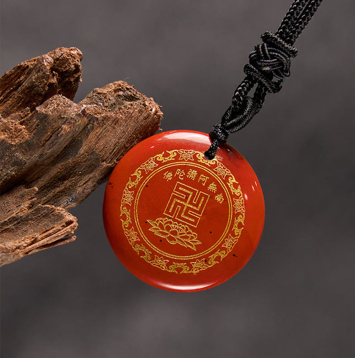 Buddha Stones Colgante de obsidiana negra con diseño de loto y esvástica natural de varios cristales - image 21