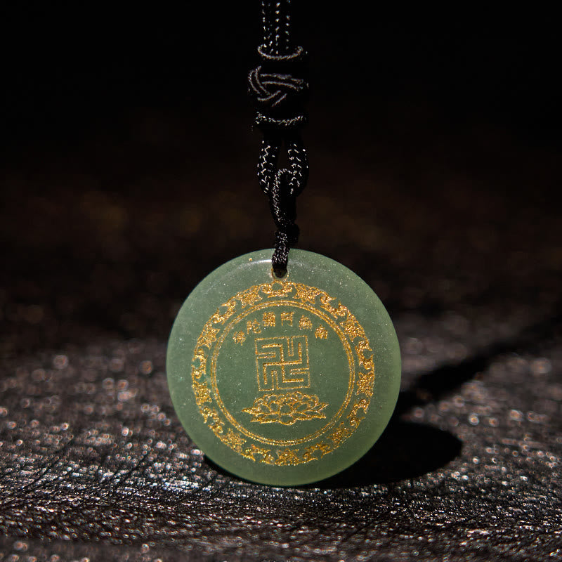 Buddha Stones Colgante de obsidiana negra con diseño de loto y esvástica natural de varios cristales - image 13