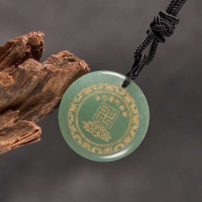 Buddha Stones Colgante de obsidiana negra con diseño de loto y esvástica natural de varios cristales - image 14