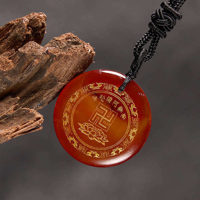 Buddha Stones Colgante de obsidiana negra con diseño de loto y esvástica natural de varios cristales - image 27