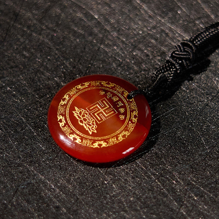 Buddha Stones Colgante de obsidiana negra con diseño de loto y esvástica natural de varios cristales - image 28