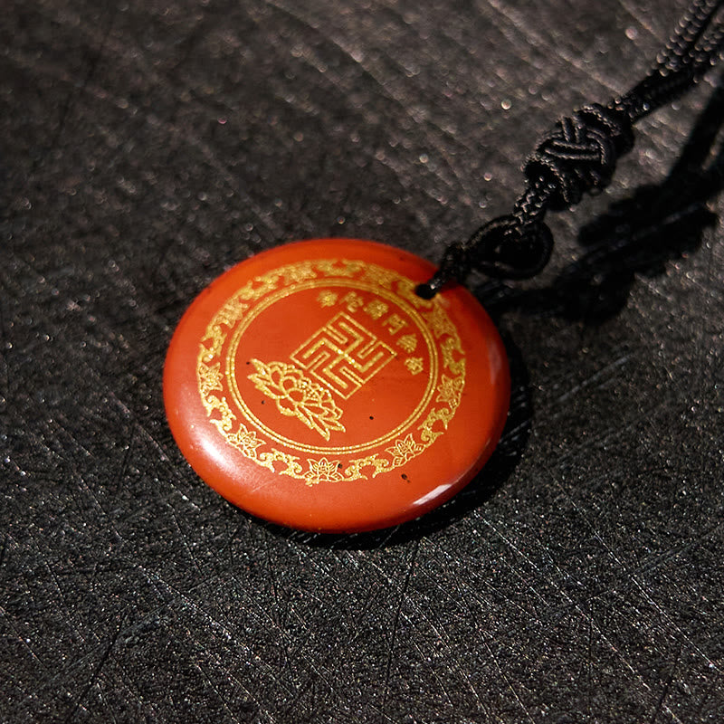 Buddha Stones Colgante de obsidiana negra con diseño de loto y esvástica natural de varios cristales - image 22