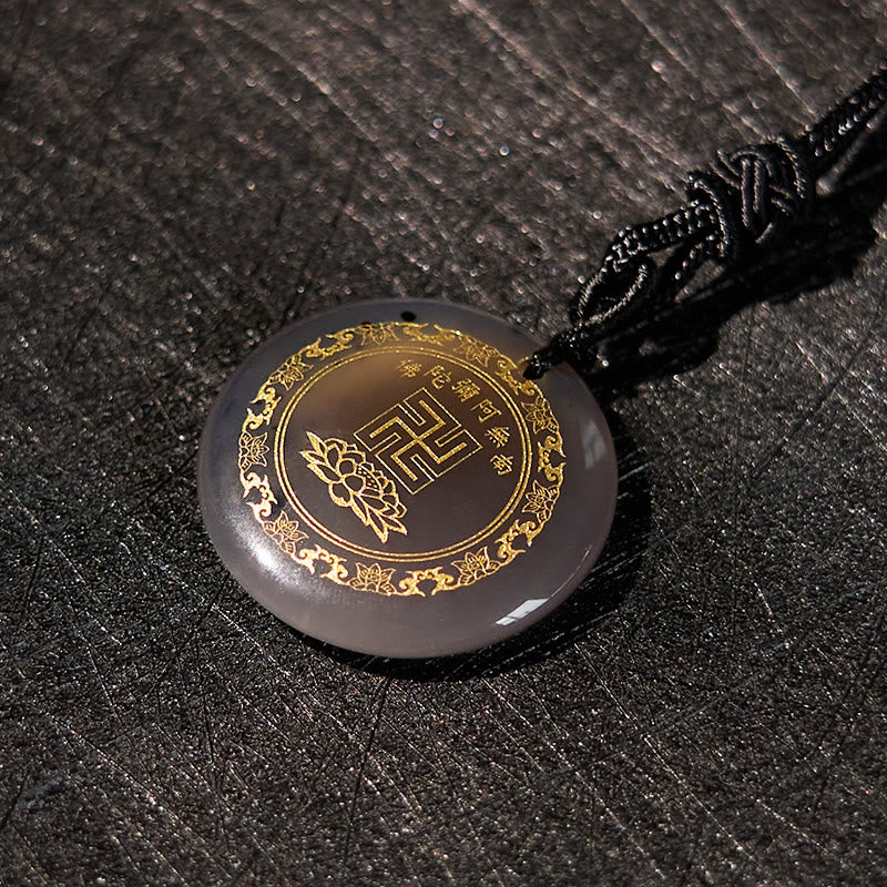 Buddha Stones Colgante de obsidiana negra con diseño de loto y esvástica natural de varios cristales - image 34