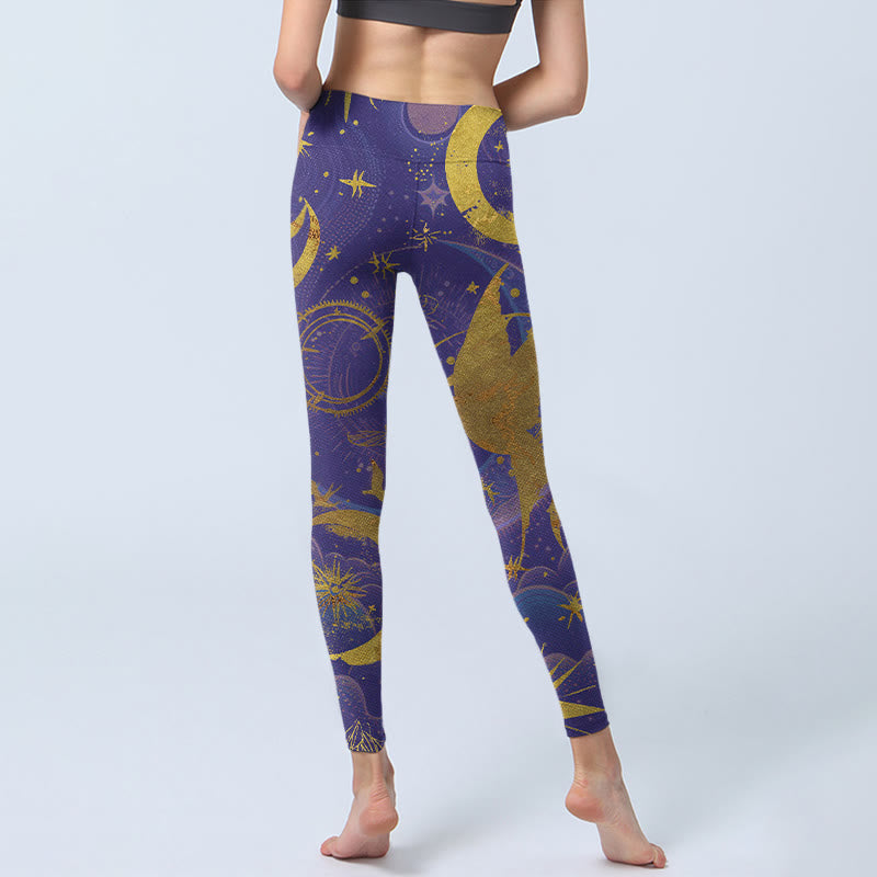 Leggings de yoga para mujer con estampado de Buddha Stones, luna, sol y estrellas - image 5