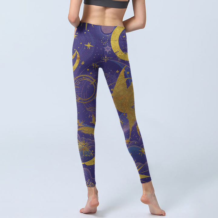 Leggings de yoga para mujer con estampado de Buddha Stones, luna, sol y estrellas - image 5