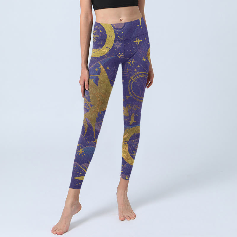 Leggings de yoga para mujer con estampado de Buddha Stones, luna, sol y estrellas - image 6