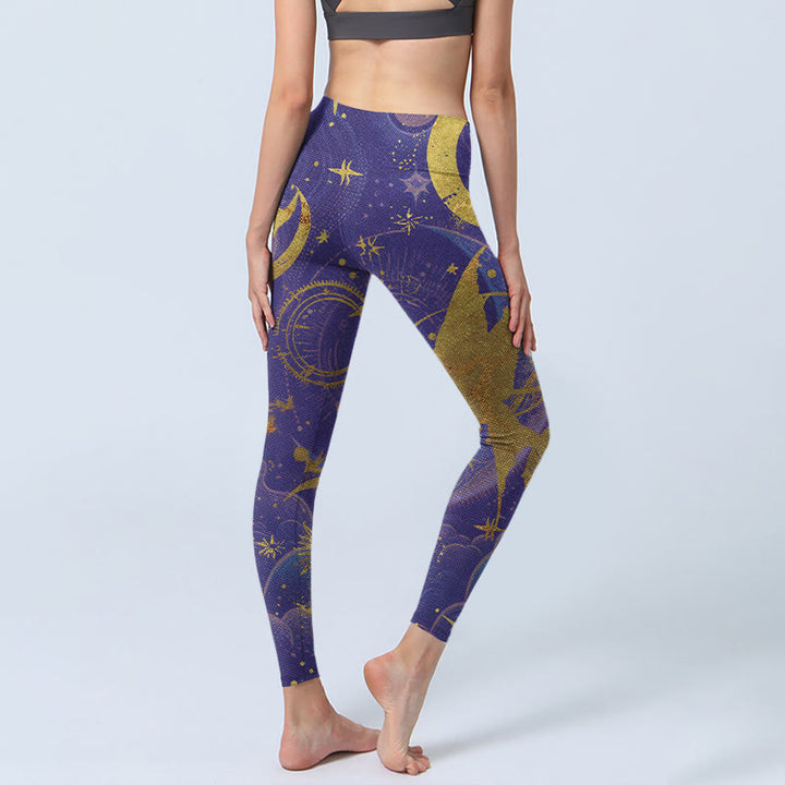 Leggings de yoga para mujer con estampado de Buddha Stones, luna, sol y estrellas - image 7
