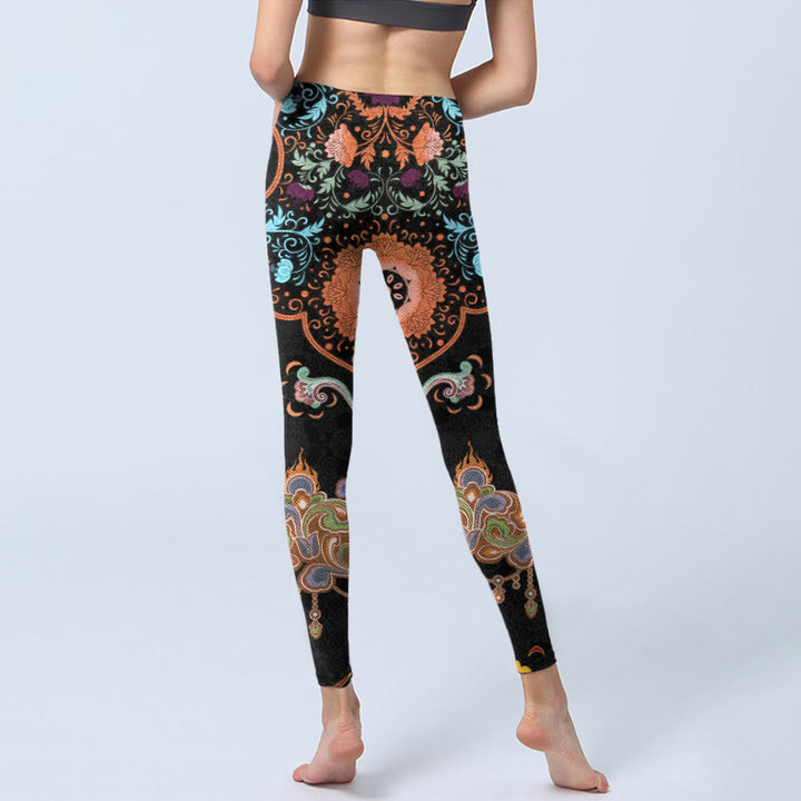Leggings de yoga para mujer con estampado de nubes auspiciosas y mandalas con Buddha Stones - image 7
