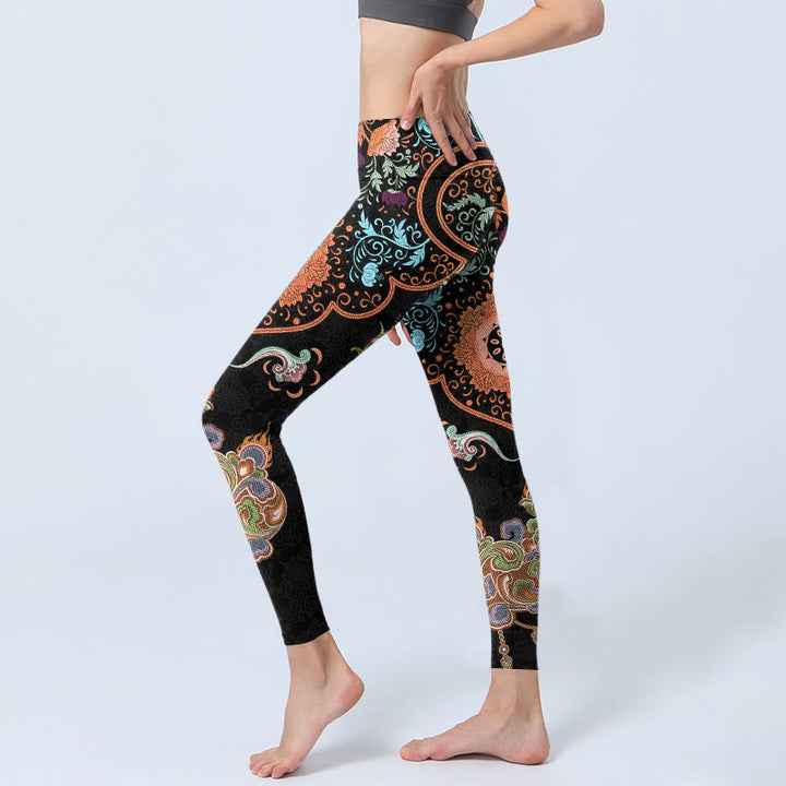 Leggings de yoga para mujer con estampado de nubes auspiciosas y mandalas con Buddha Stones - image 2