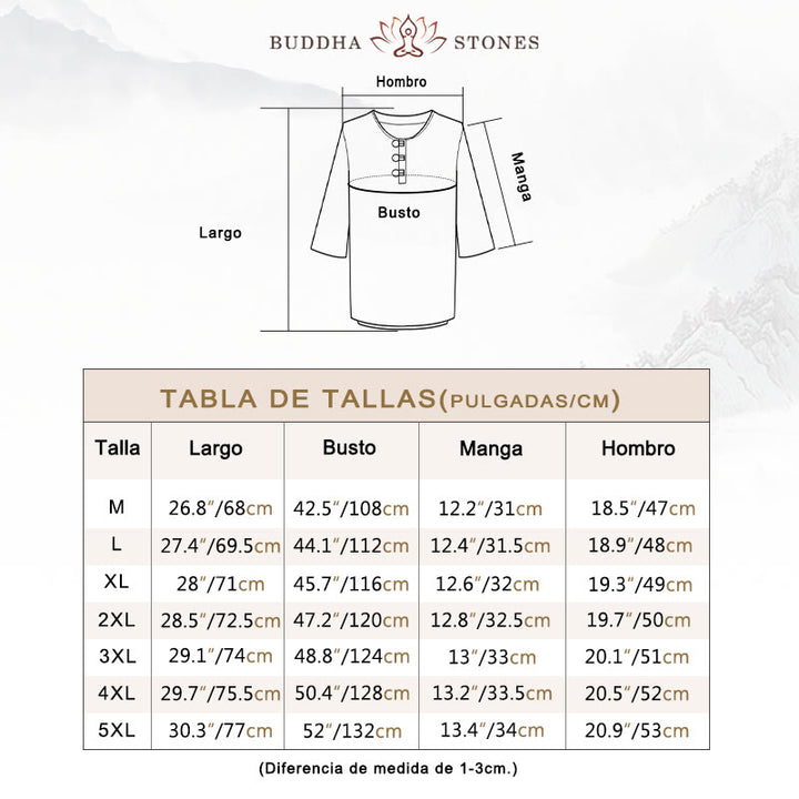 Buddha Stones Botón de Rana Color Liso Traje Tang Chino Camisa de Media Manga Ropa de Lino para Hombres - image 5