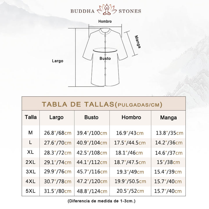 Camisa de algodón de media manga para hombre de color liso de Buddha Stones - image 5