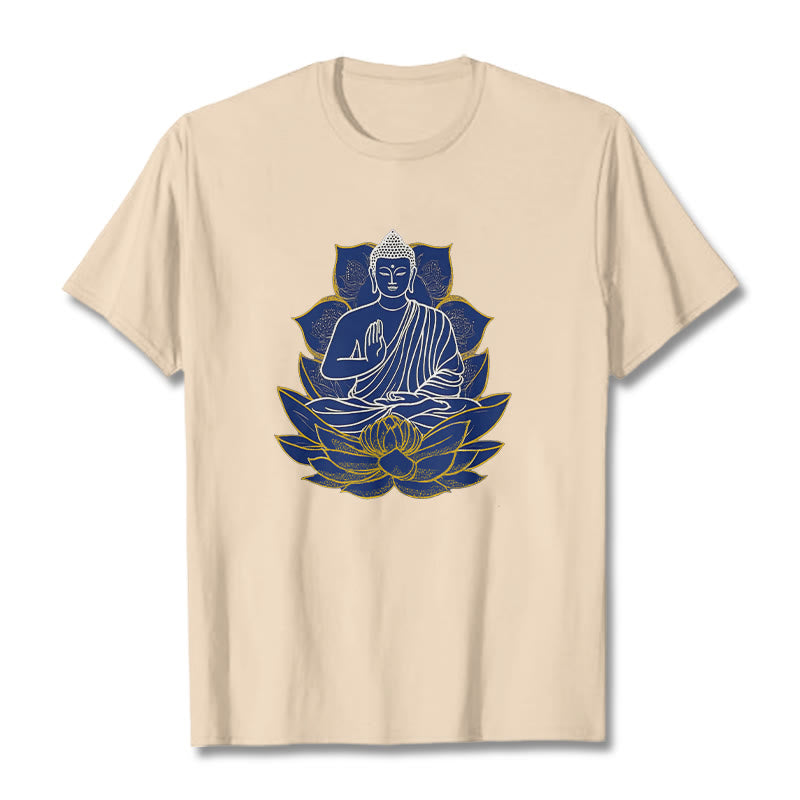 Camiseta de algodón con Buddha Stones y Buda sentado sobre el loto - Sopa de mariscos - 2XL - image 7