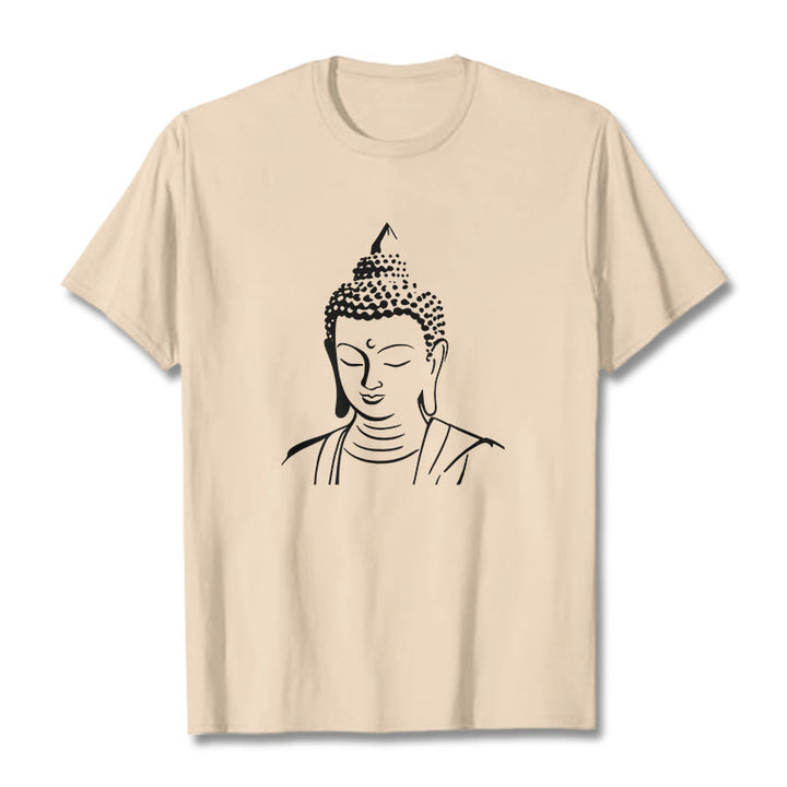 Camiseta de algodón con estampado de cabeza de Buddha Stones de Buda - Sopa de mariscos - 2XL - image 6