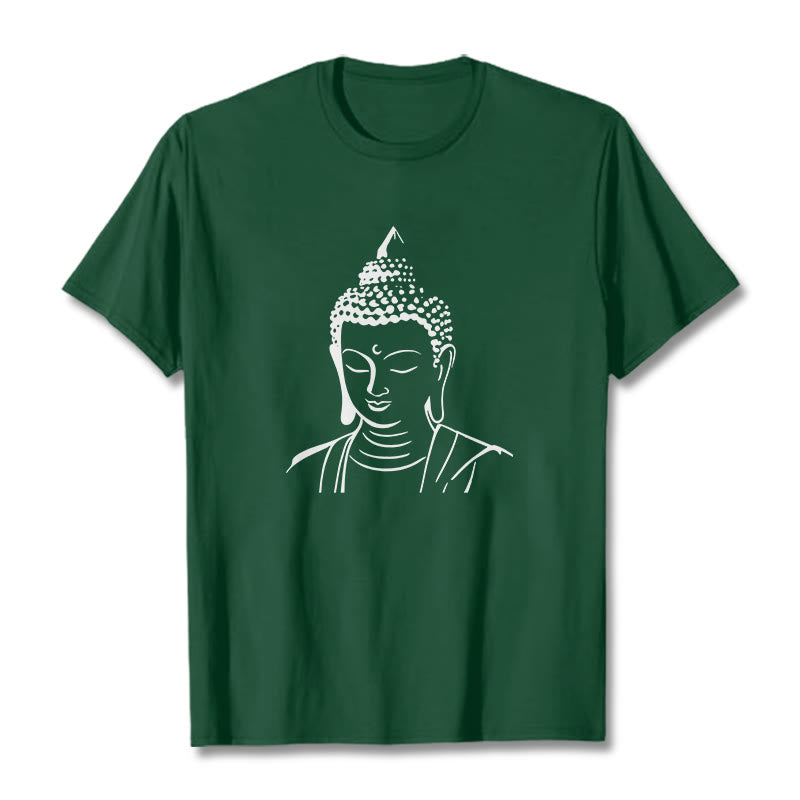Camiseta de algodón con estampado de cabeza de Buddha Stones de Buda - Verde bosque - 2XL - image 0