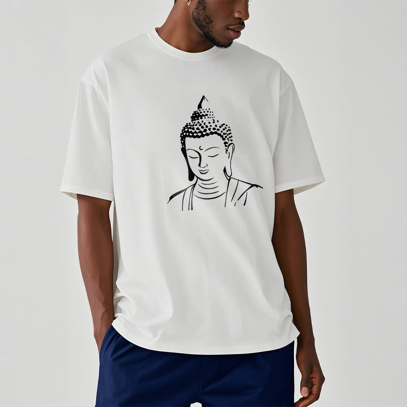 Camiseta de algodón con estampado de cabeza de Buddha Stones de Buda - image 4