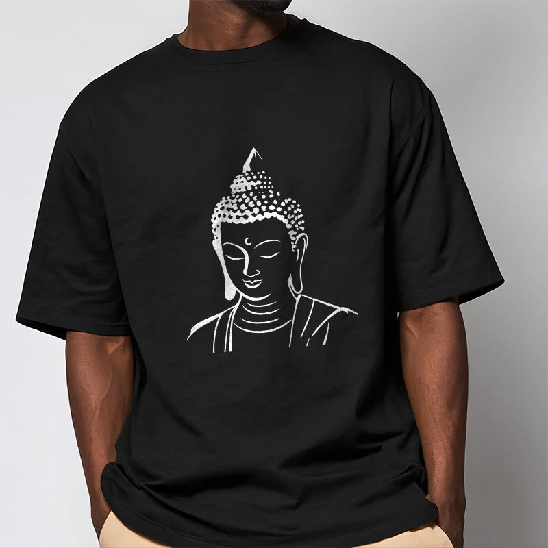 Camiseta de algodón con estampado de cabeza de Buddha Stones de Buda - image 12