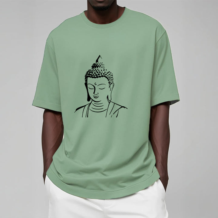 Camiseta de algodón con estampado de cabeza de Buddha Stones de Buda - image 17