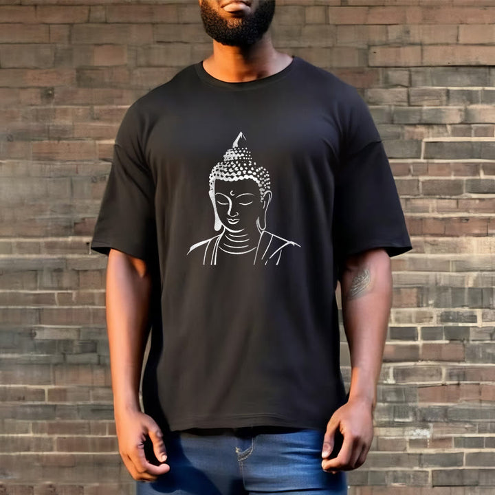 Camiseta de algodón con estampado de cabeza de Buddha Stones de Buda - image 12