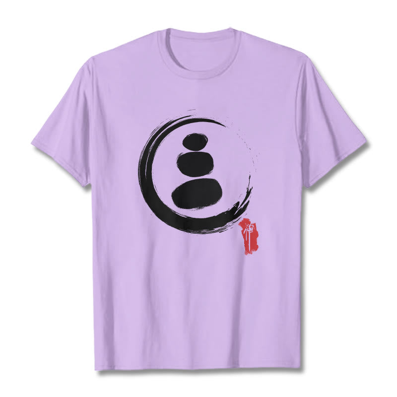 Camiseta de algodón con círculos zen y Buddha Stones - Ciruela - 2XL - image 16