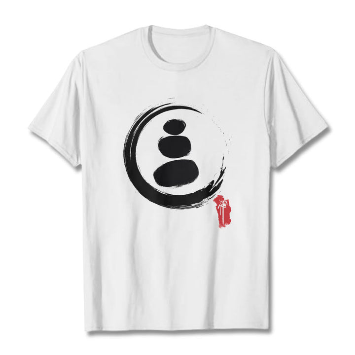 Camiseta de algodón con círculos zen y Buddha Stones - Blanco - 2XL - image 9