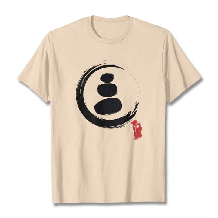 Camiseta de algodón con círculos zen y Buddha Stones - Sopa de mariscos - 2XL - image 5