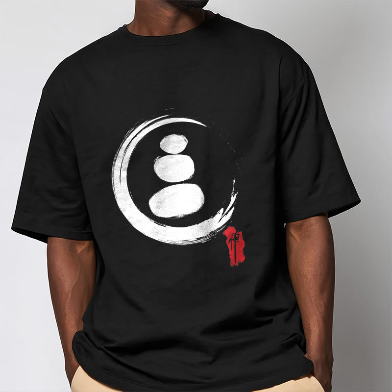 Camiseta de algodón con círculos zen y Buddha Stones - image 1