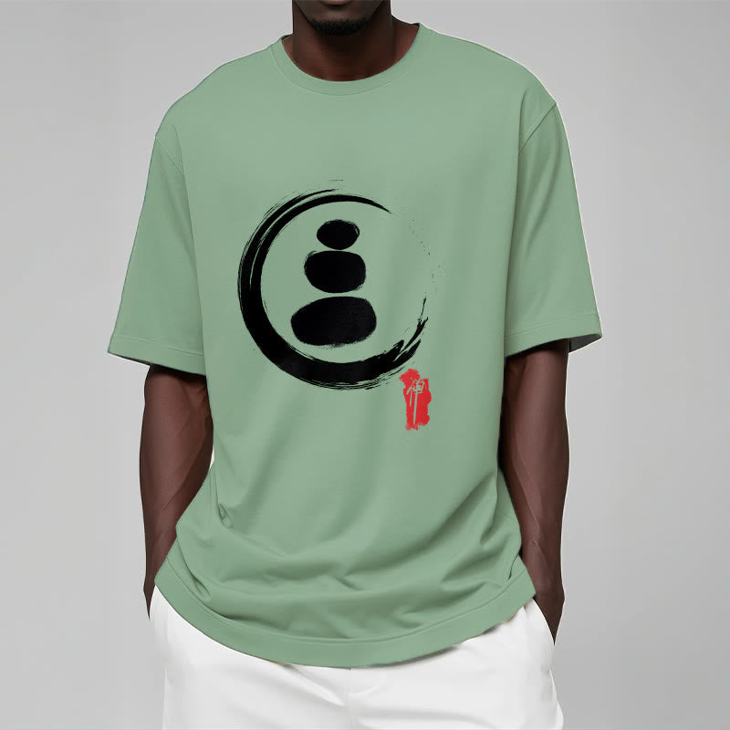 Camiseta de algodón con círculos zen y Buddha Stones - image 19