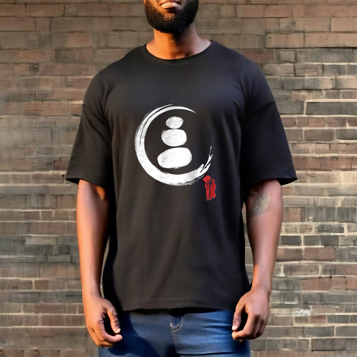 Camiseta de algodón con círculos zen y Buddha Stones - image 2