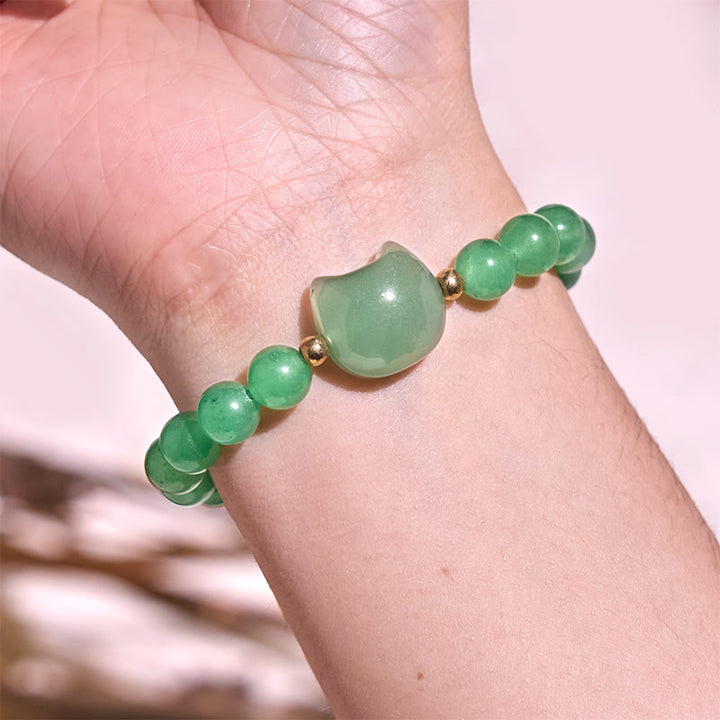 Pulsera de la suerte con cabeza de gato, amatista, aventurina verde, cuarzo rosa, fluorita y Buddha Stones - image 9