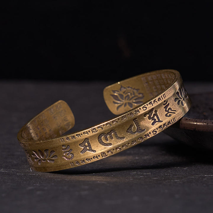 Brazalete de cobre y Buddha Stones , Sutra del corazón, Om Mani Padme Hum, piedra de loto