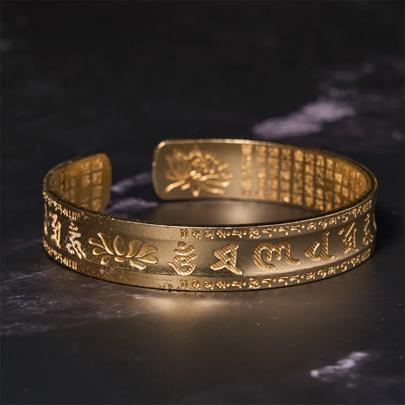 Brazalete de cobre y Buddha Stones , Sutra del corazón, Om Mani Padme Hum, piedra de loto