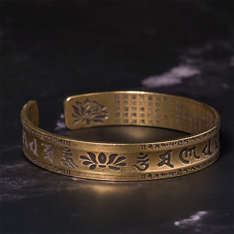 Brazalete de cobre y Buddha Stones , Sutra del corazón, Om Mani Padme Hum, piedra de loto