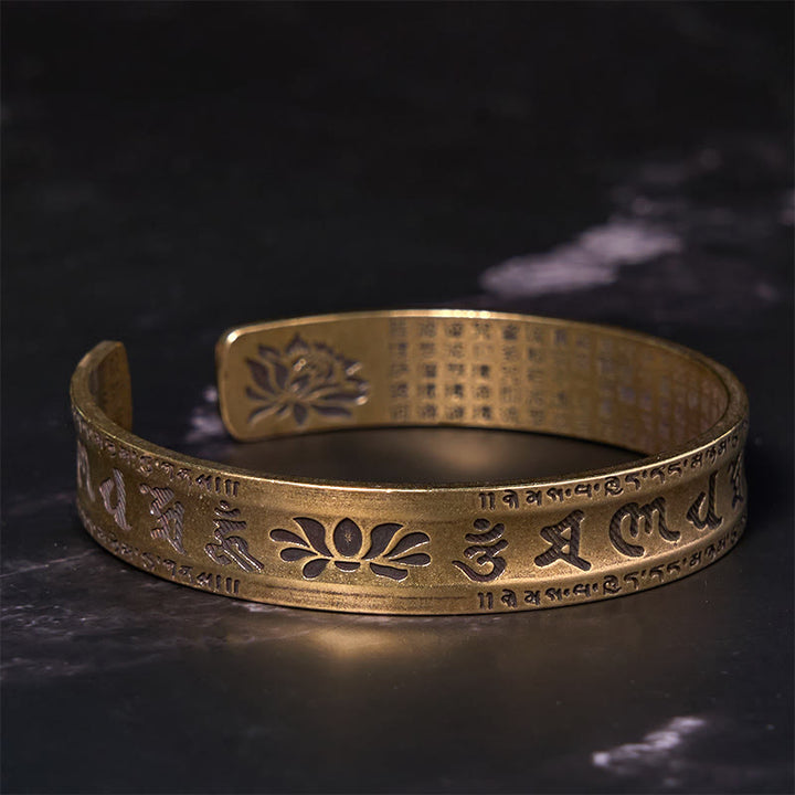 Brazalete de cobre y Buddha Stones , Sutra del corazón, Om Mani Padme Hum, piedra de loto