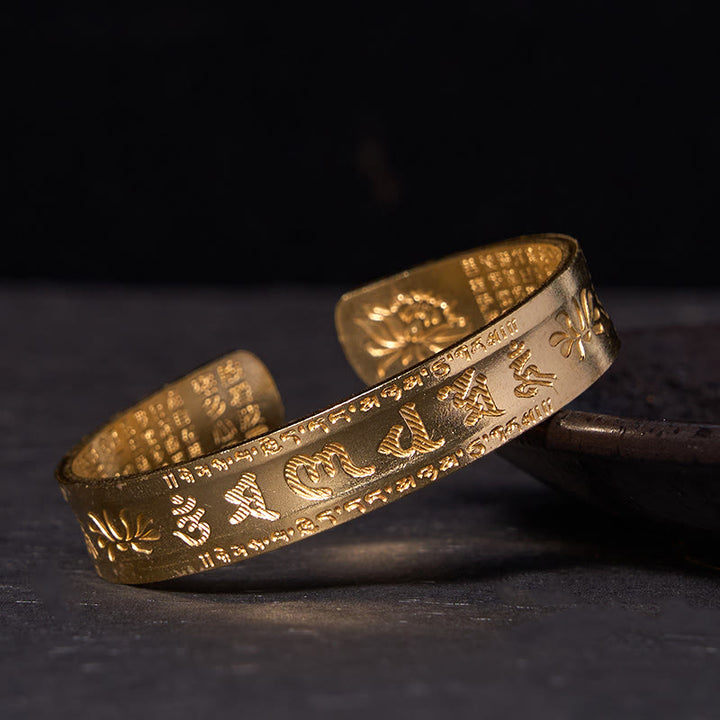 Brazalete de cobre y Buddha Stones , Sutra del corazón, Om Mani Padme Hum, piedra de loto