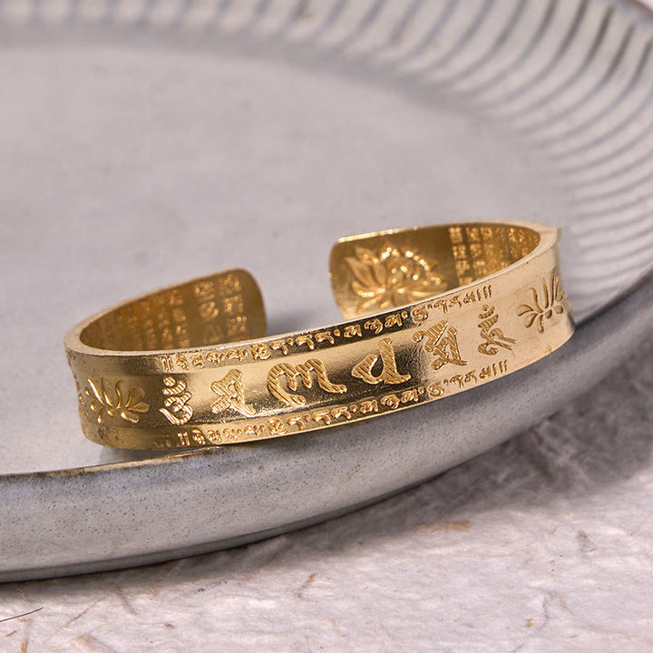 Brazalete de cobre y Buddha Stones , Sutra del corazón, Om Mani Padme Hum, piedra de loto